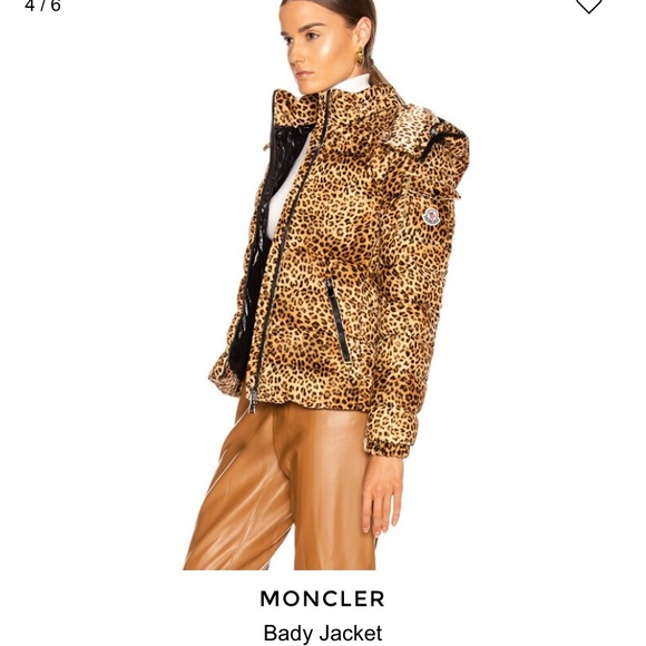 Moncler Bady Cheetah Print Hooded Down Coat Puffer - Picture 6 of 17